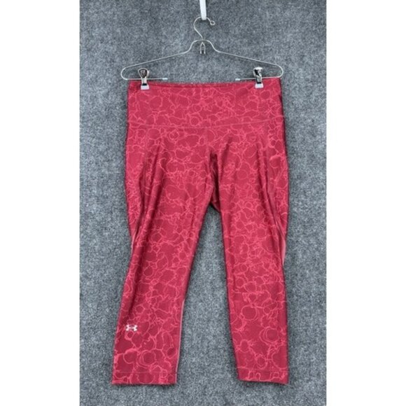 Under Armour Heatgear Compression Leggings Red Berry Size Large Capri Length - Picture 1 of 15